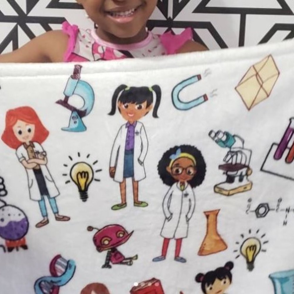 Ultra - Plush Blanket with (1) Bib Bundle for Girls - Future Doctor Scientists